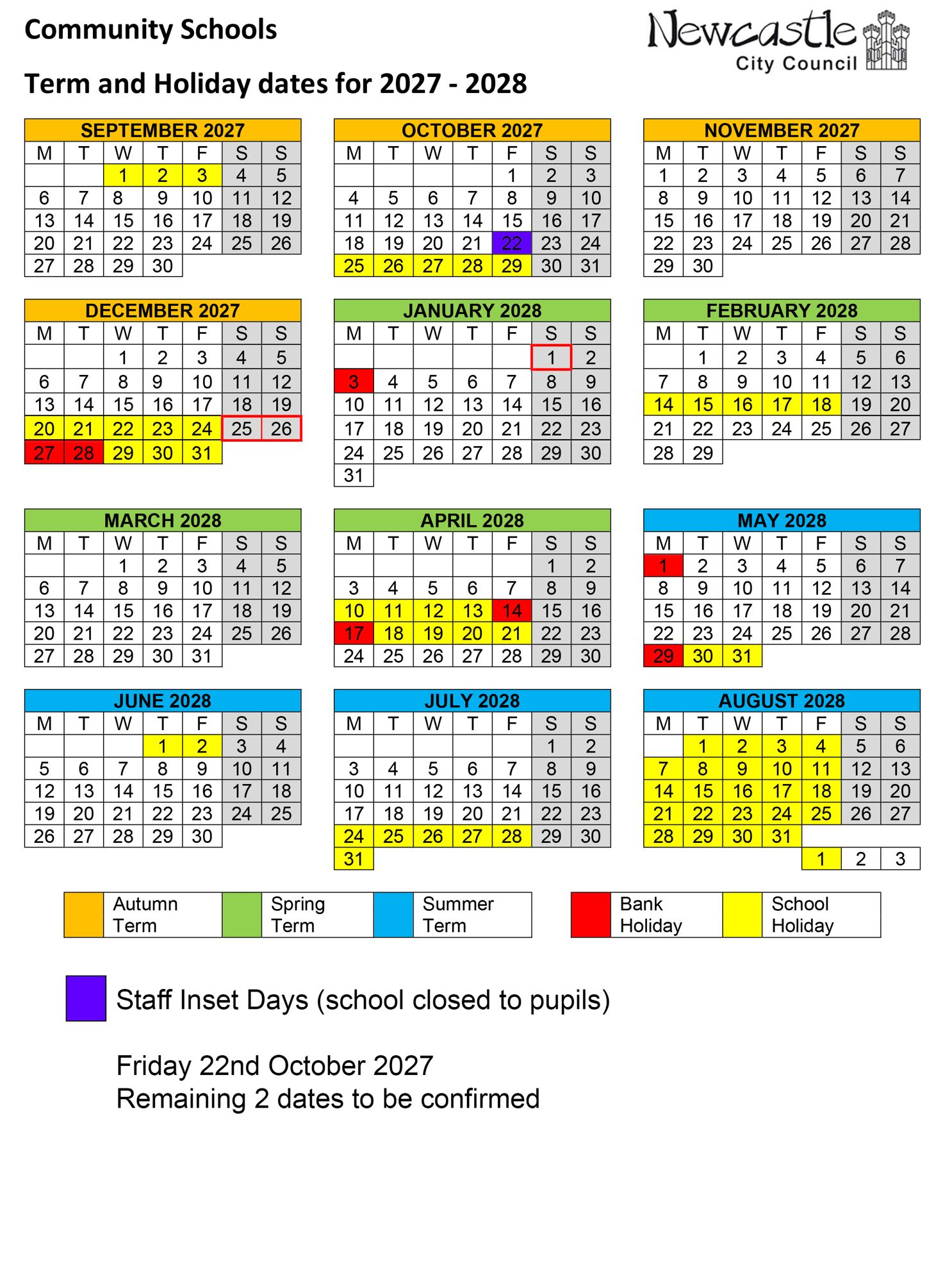 2027 28 Community School Term Calendar WEBSITE